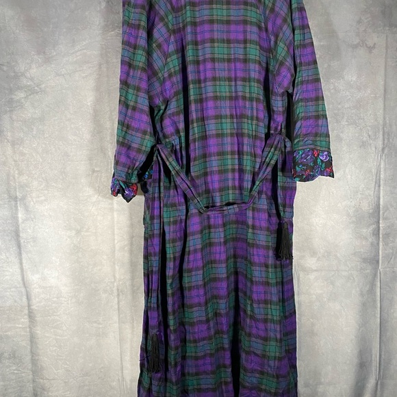 La Vie en Rose Vintage Wool Blend Robe Abstract Floral Print Purple Housecoat M - Picture 2 of 9